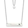 Sterling Silver Enameled Moon and Back 2-Strand Bar Necklace, 16 x 1.1 mm