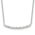 Sterling Silver CZ 18in Curved Bar Necklace, 18 x 25 mm