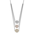 Sterling Silver Gold-plated and Rose-plated CZ w/2in ext Necklace, 15 x 1.4 mm