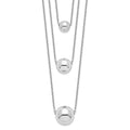 Sterling Silver Rhodium-plated 3-Strand w/2in ext. Polished Necklace, 18 x 10.11 mm