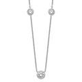 Sterling Silver Rhodium-plated 3 Station CZ Necklace, 18 x 9.2 mm