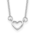 Sterling Silver Rhodium-plated Heart 17 inch Plus 2in ext. Necklace, 19 x 1.09 mm
