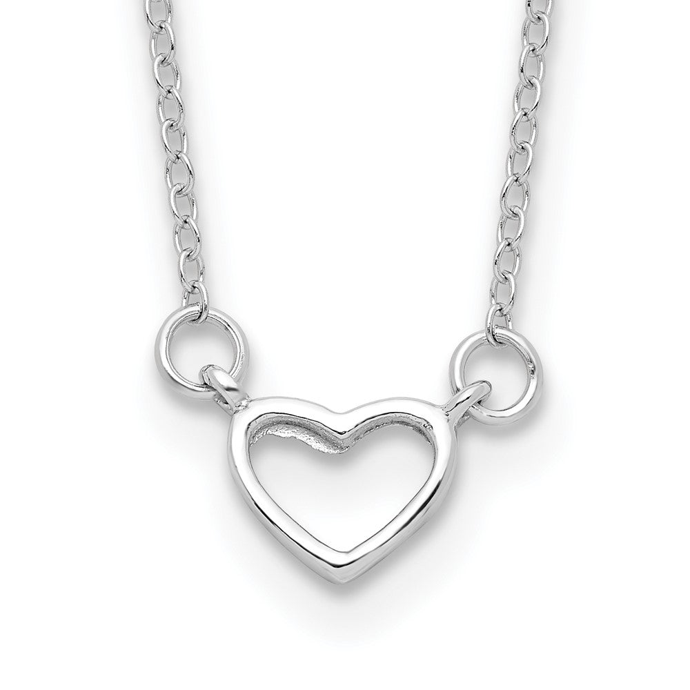 Sterling Silver Rhodium-plated Heart 17 inch Plus 2in ext. Necklace, 19 x 1.09 mm