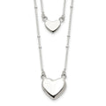 Sterling Silver Polished 2-Strand Heart Dangle Necklace, 18 x 16.77 mm