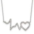 Sterling Silver Polished CZ Heartbeat 18in Necklace, 18 x 1.25 mm