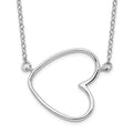Sterling Silver Rhodium-plated 16in w/2in ext. Heart Necklace, 18 x 18.16 mm