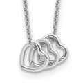 Sterling Silver Rhodium-plated 18in Hearts Necklace, 18 x 7.88 mm