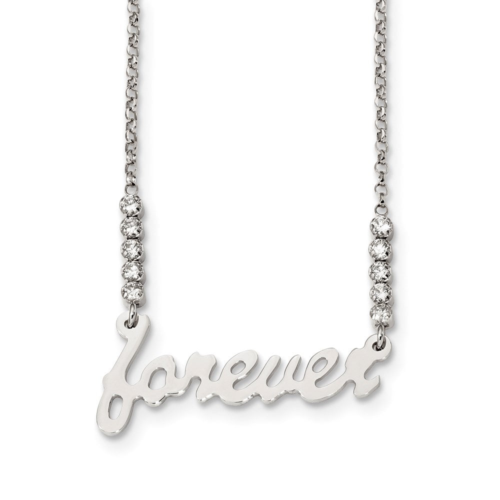 Sterling Silver CZ Polished Forever Necklace, 18 x 1.51 mm