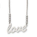 Sterling Silver CZ Polished Love Necklace, 18 x 1.63 mm