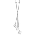 Sterling Silver Rhodium-plated CZ w/2in ext. MOM Y-Necklace, 18 x 9 mm