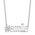 Sterling Silver Rhodium-plated CZ Hashtag Smile Necklace, 18 mm