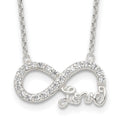 Sterling Silver Rhodium-plated CZ Infinity LOVE Necklace, 18 x 20 mm