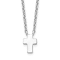 Sterling Silver Rhodium-plated w/2in ext. Polished Cross Necklace, 15 mm