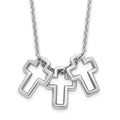 Sterling Silver Rhodium-plated 18in 3-Cross Necklace, 18 mm
