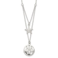 Sterling Silver Starfish and Sand Dollar 18 inch 2-strand Necklace, 20 x 15 mm