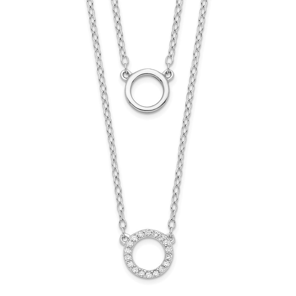 Sterling Silver Rhodium-plated CZ Circles 15in W/2in ext Necklace, 17 x 1.1 mm