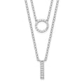 Sterling Silver Rhodium-plated CZ  2-Strand Necklace, 16 x 1.9 mm
