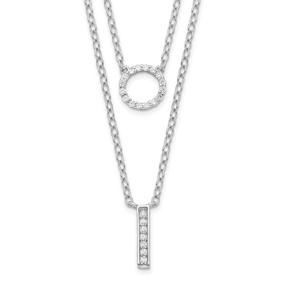 Sterling Silver Rhodium-plated CZ  2-Strand Necklace, 16 x 1.9 mm