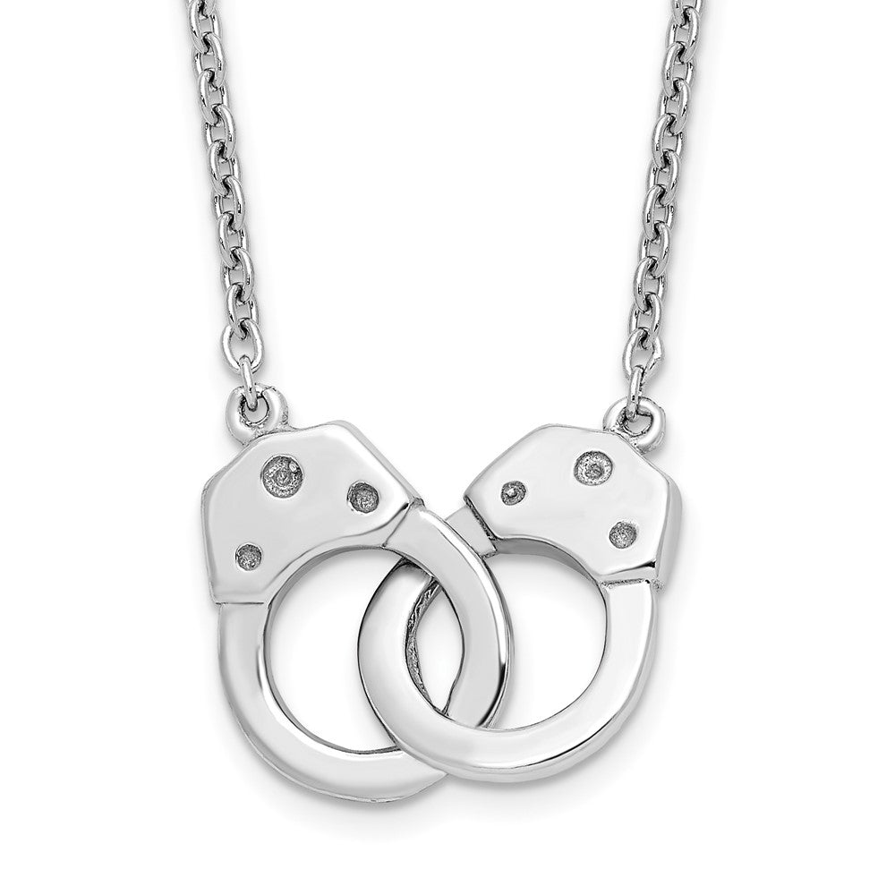 Sterling Silver Rhodium-plated Handcuff Necklace, 18 x 21 mm