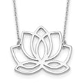 Sterling Silver Rhodium-plated Polished Lotus Flower 18 inch Necklace, 18 mm