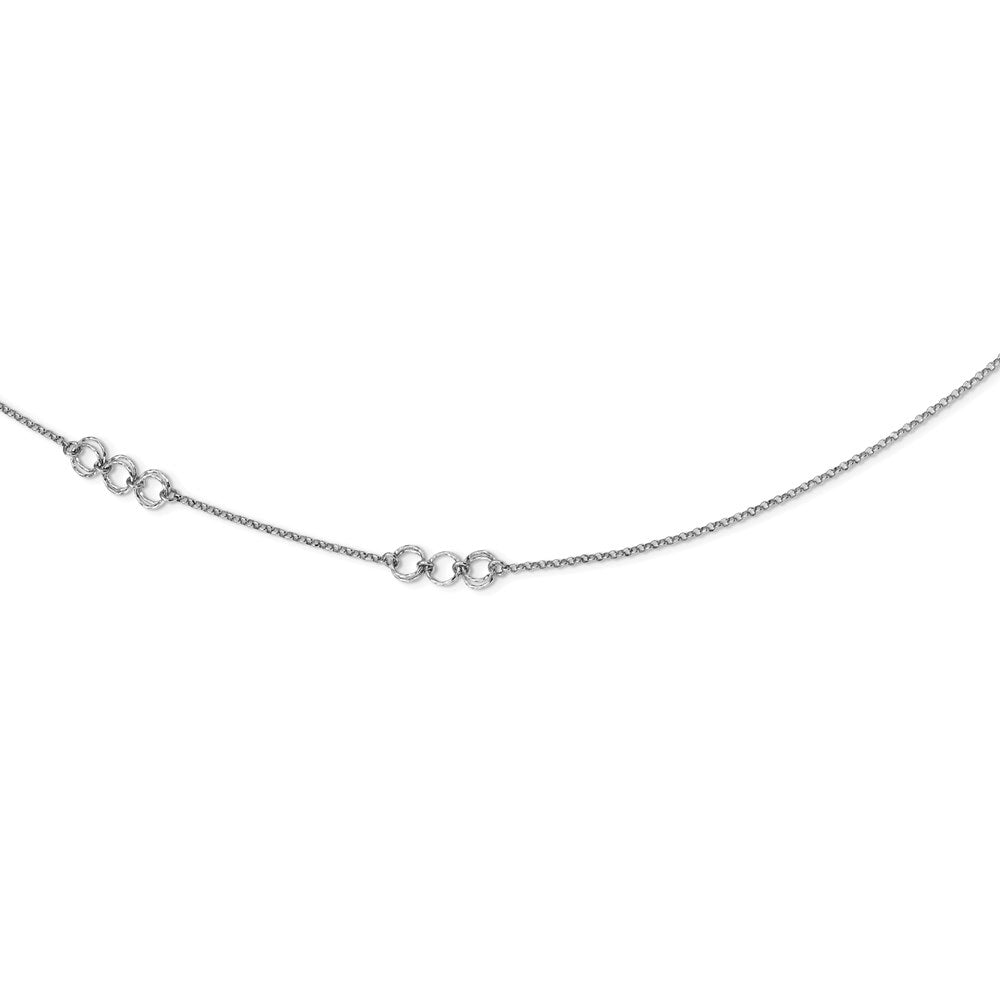 Sterling Silver Rhodium-plated Diamond-cut Circles Necklace, 32 mm