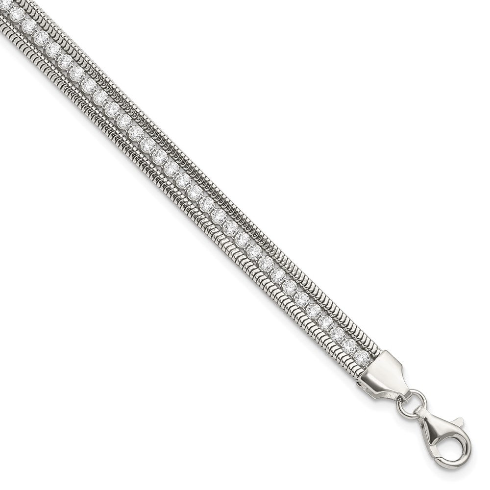 Sterling Silver CZ Polished Bracelet, 7.5 x 6.08 mm