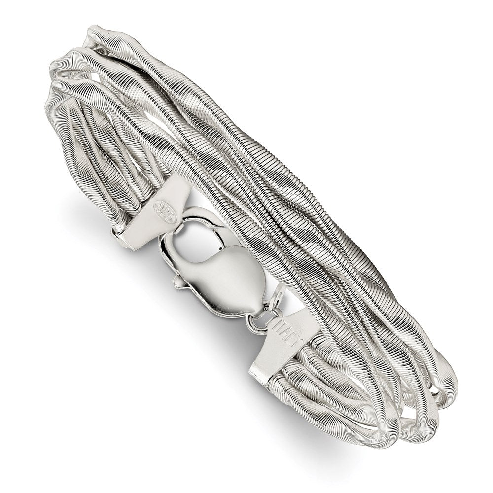 Sterling Silver Twisted Mesh 5-Strand Bracelet, 7.5 x 3 mm
