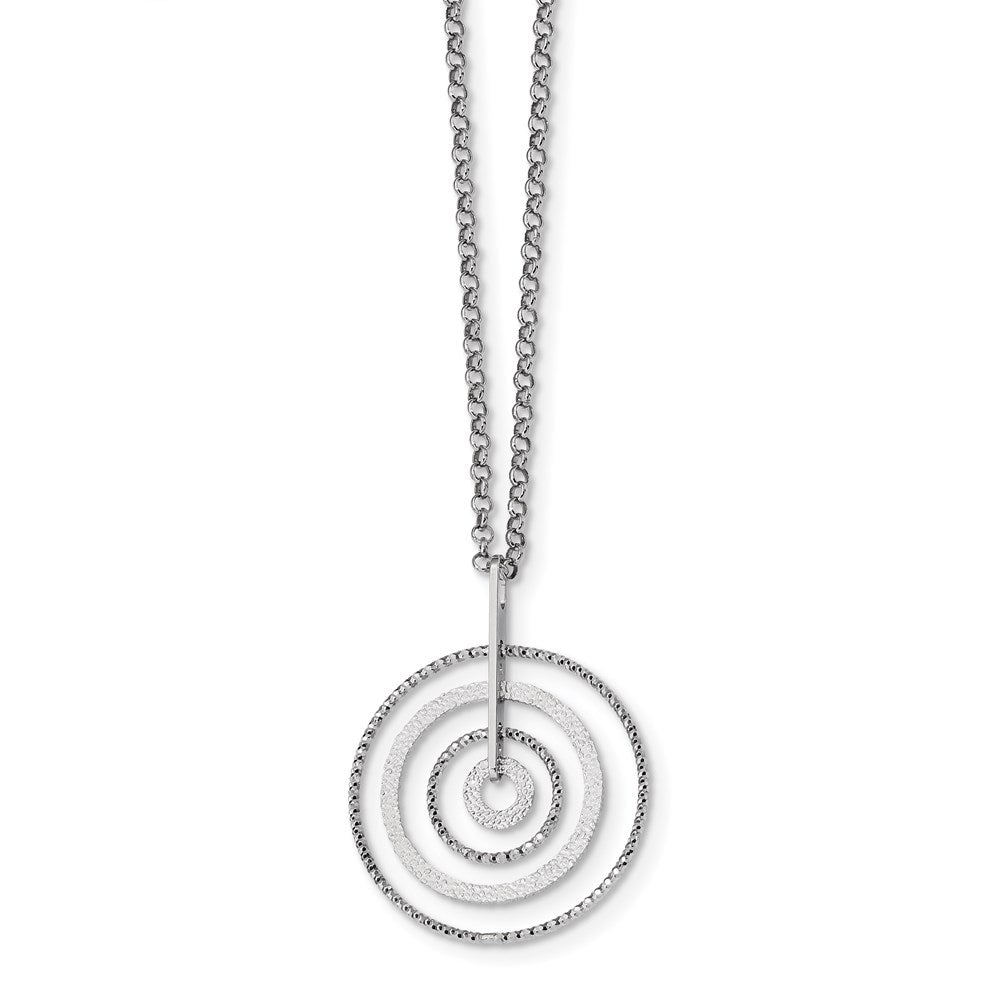Sterling Silver Rhodium-plated D/C Circles w/2in ext. Necklace, 16.5 mm