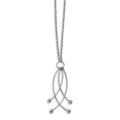 Sterling Silver Rhodium-plated Polished 4 Curved Dangles Necklace, 18 mm