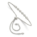 Sterling Silver Rhodium-plated Diamond-cut Beaded Adjustable Bracelet, 10 x 3.9 mm