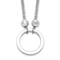 Sterling Silver Rhodium-plated Circle w/Diamond-cut Beads Necklace, 18 x 0.7 mm