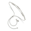 Sterling Silver Polished Beaded 2-Strand Adjustable Bracelet, 11 x 3 mm