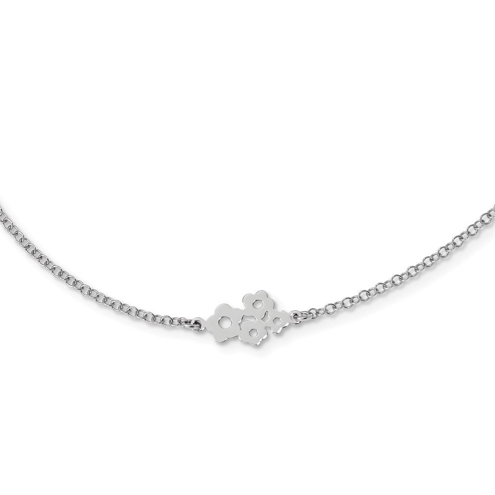 Sterling Silver Rhodium-plated 6 Station Flower Necklace, 36 x 0.9 mm