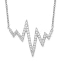 Sterling Silver Rhodium-plated CZ Heartbeat Necklace, 18 x 20 mm