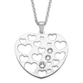 Sterling Silver Polished CZ Heart Necklace, 18 mm, 4.46 g