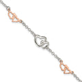 Sterling Silver Rose Gold-plated Polished Heart Bracelet, 7.5 x 10.3 mm