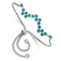 Sterling Silver Rhodium-plated Blue Zircon Adjustable Bracelet, 58 mm