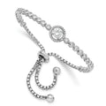 Sterling Silver Rhodium-plated CZ Adjustable Bracelet, 10 mm