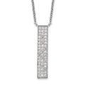 Sterling Silver Rhodium-plated CZ Dangle Bar Necklace, 18 x 6.85 mm