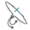 Sterling Silver Black-Rhodium Dyed Howlite Cross Adjust. Bracelet, 1.42 mm