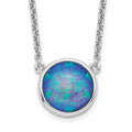 Sterling Silver Rhodium-plated Synthetic Blue Opal 18in Necklace, 18 x 10 mm