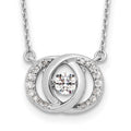 Sterling Silver Platinum-plate CZ w/two 1in ext. Necklace, 17.5 x 11 mm