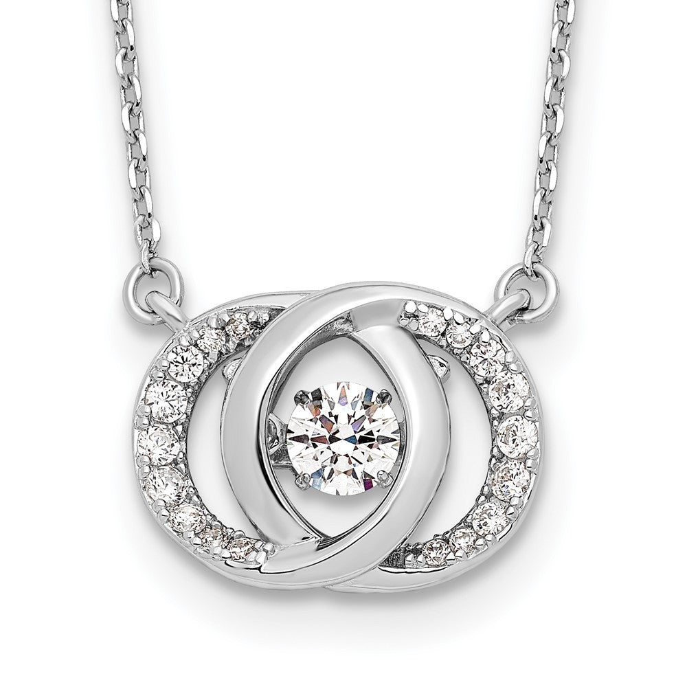 Sterling Silver Platinum-plate CZ w/two 1in ext. Necklace, 17.5 x 11 mm