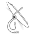 Sterling Silver Rhodium-plated CZ Polished Adjustable Cross Bracelet, 8.75 x 22 mm