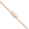 Sterling Silver Rose-tone Princess Crown Heart Link Children's Bracelet, 6 x 18.75 mm
