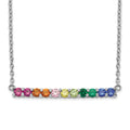 Prizma Sterling Silver Rhodium-plated 18 inch with Fancy Lobster Clasp Colorful CZ Bar Necklace, 18 x 38 mm