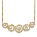 Sterling Shimmer Sterling Silver Gold-tone Flash gold-plated 133 Stone CZ Swirls Necklace with 2 inch extender, 18 x 1.5 mm