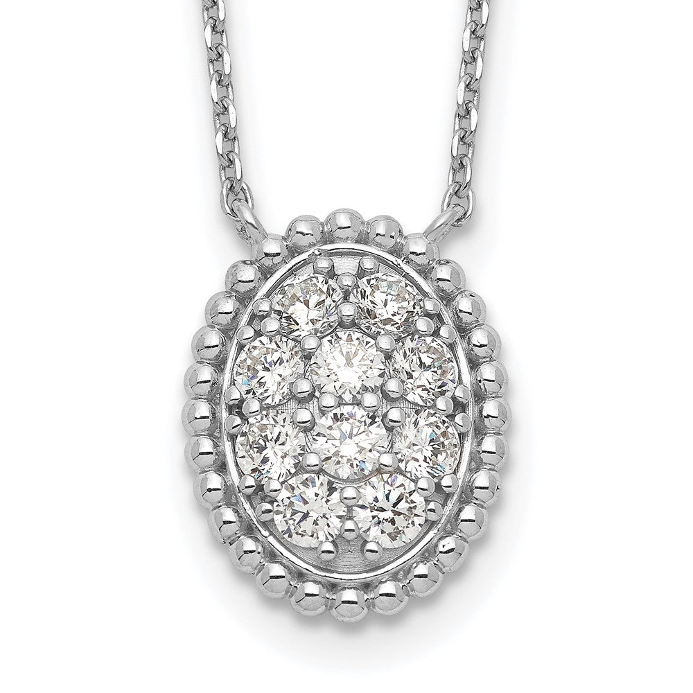 Sterling Shimmer Sterling Silver Rhodium-plated 18 inch 10 Stone Oval CZ Necklace, 18 x 0.8 mm