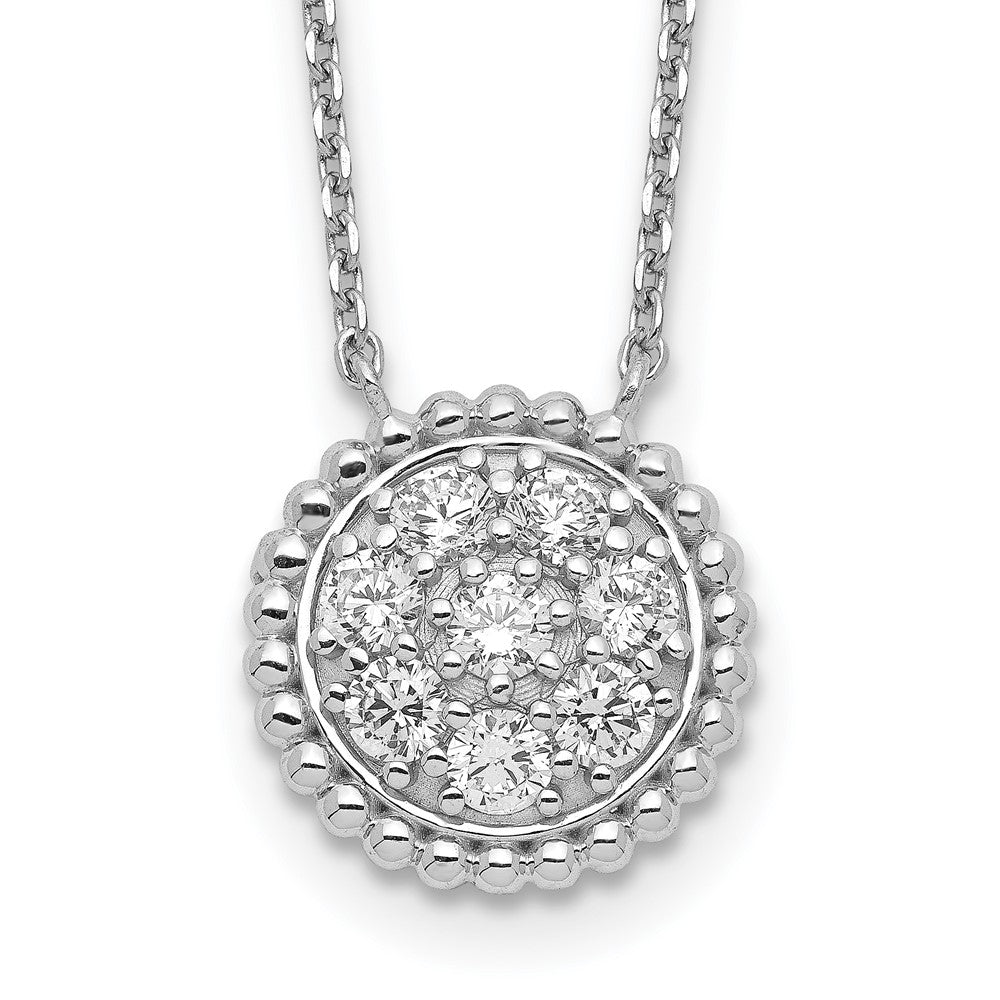 Sterling Shimmer Sterling Silver Rhodium-plated 18 inch 8 Stone CZ Round Necklace, 18 x 0.8 mm