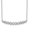 Sterling Shimmer Sterling Silver Rhodium-plated 16 inch 10 Stone CZ Bar Necklace with 2 inch extender, 18 x 1 mm